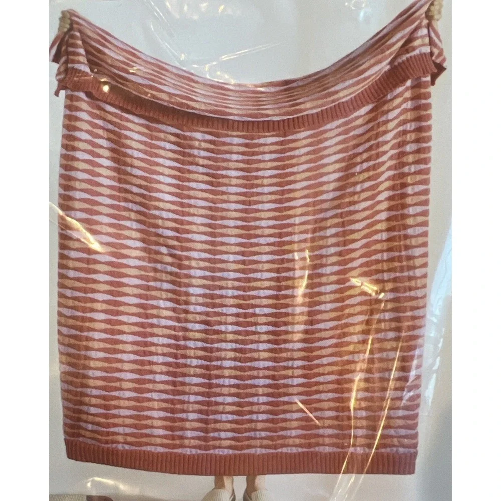 Teen Home Prism Shell Coral Purple & Peach Sweater Knit Throw Blanket 50